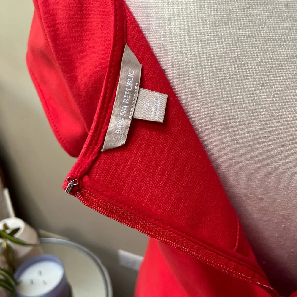 Banana Republic Red Sheath Dress with Dolman Cap Sleeves